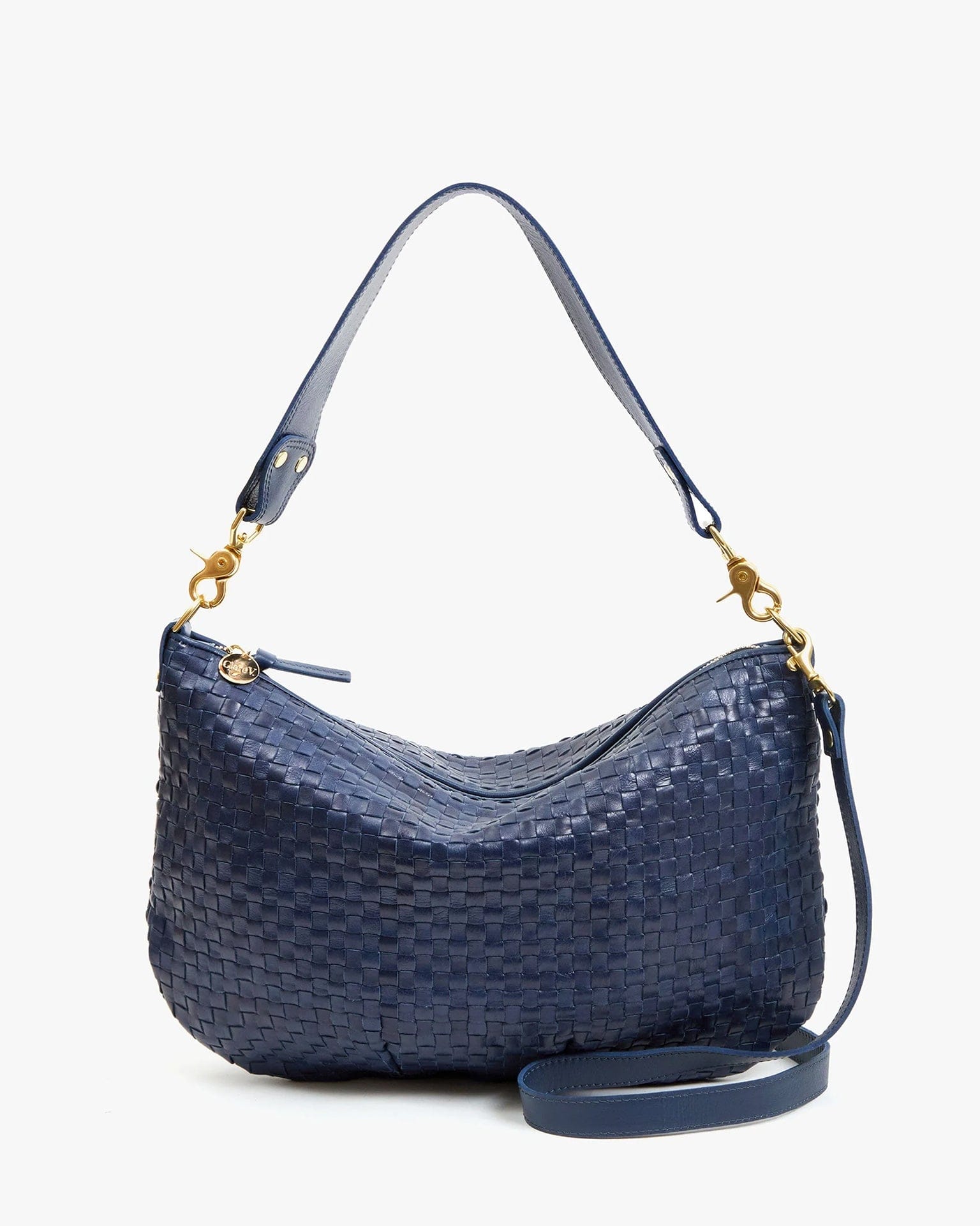 Woven Checker Moyen Messenger in Bleu Marine