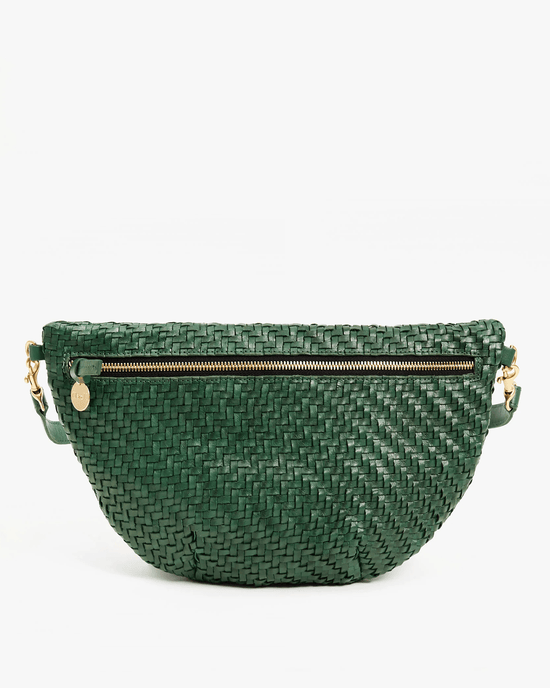 Clare V. Woven Zig-Zag Grande Fanny in Evergreen 