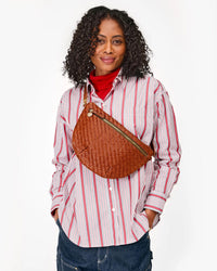 Clare V. Woven Zig Zag Grande Fanny in Hazelnut 