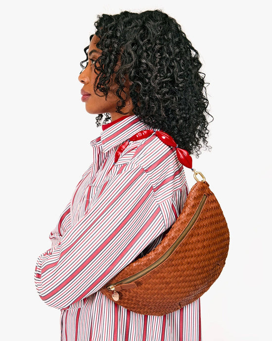Clare V. Woven Zig Zag Grande Fanny in Hazelnut 