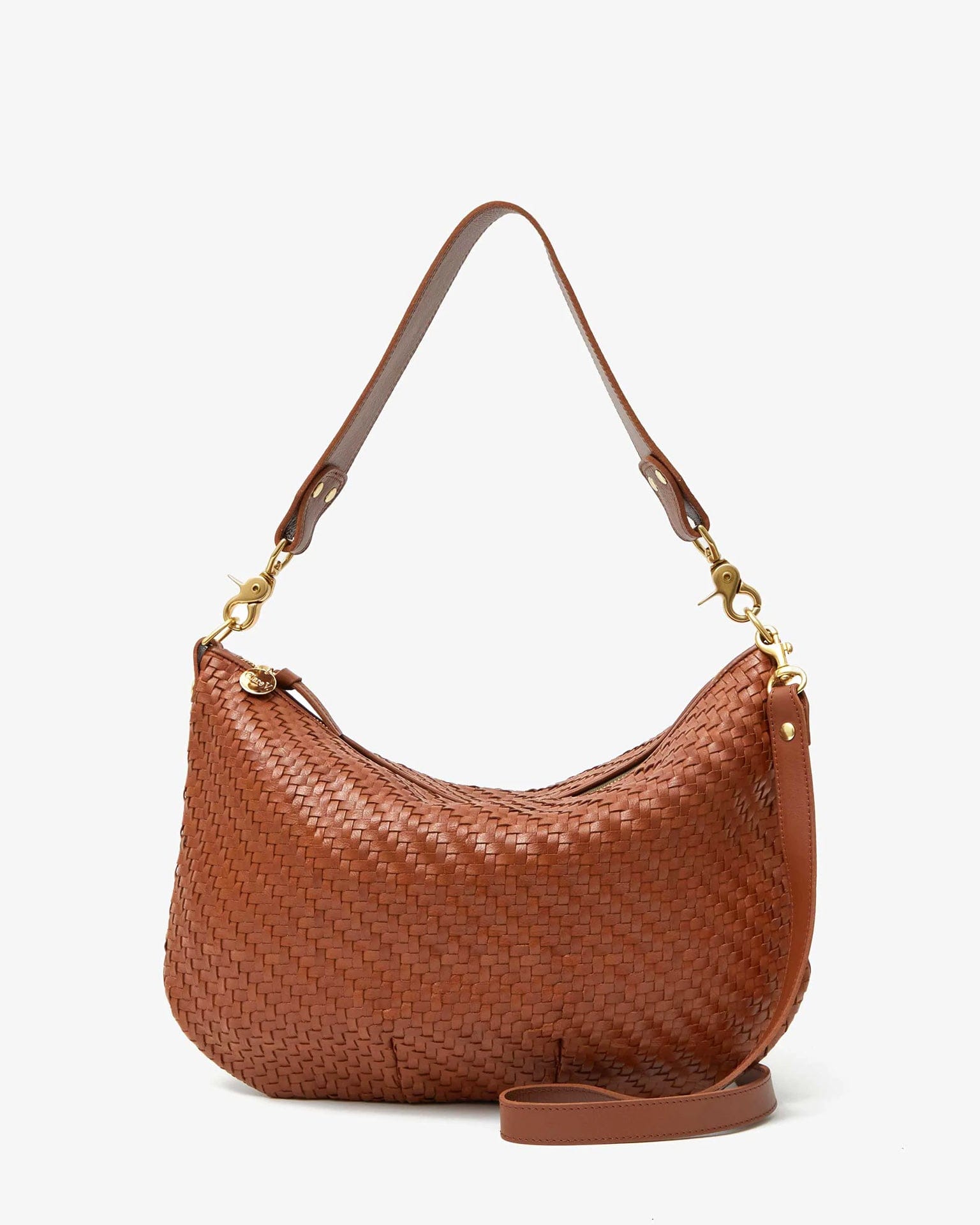 Woven Zig Zag Moyen Messenger in Hazelnut
