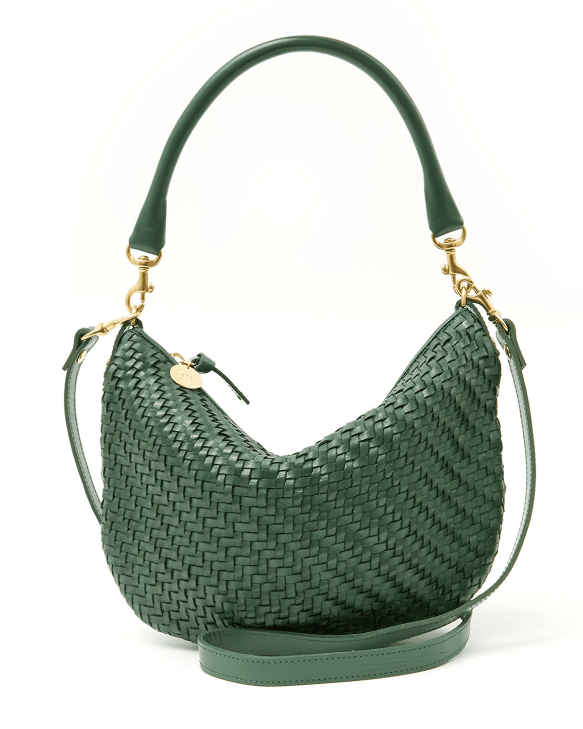Woven Zig-Zag Petit Moyen Messenger in Evergreen