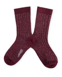 Collegien Victoire Extra Soft Glittery Socks in Bordeaux Grand Cru 