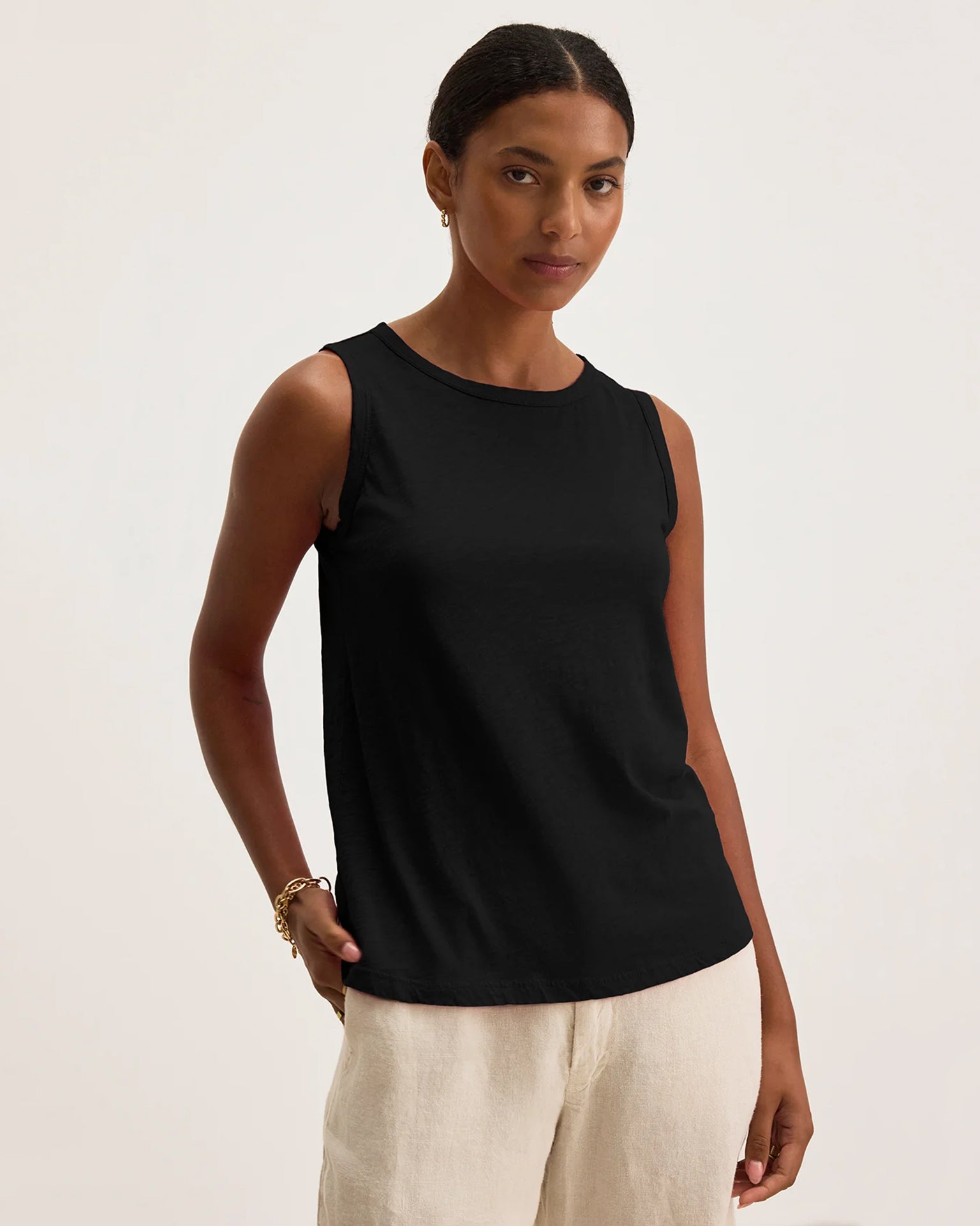 Taurus Crew Neck Tank in Black