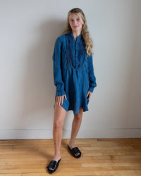 CP Shades Clothing Annette Tunic - Indigo Linen in Bleach