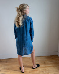 CP Shades Clothing Annette Tunic - Indigo Linen in Bleach