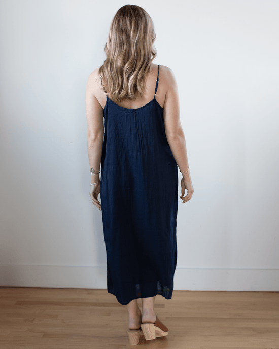 CP Shades Ava Cotton Silk Lined Long Cami Slipdress in Ink 