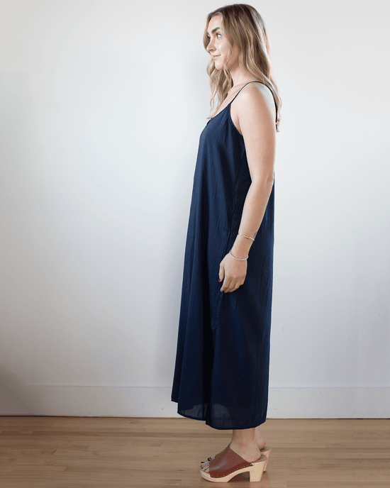 CP Shades Ava Cotton Silk Lined Long Cami Slipdress in Ink 