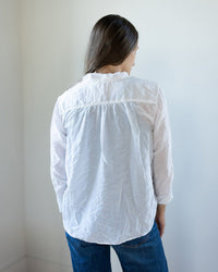 CP Shades Claudine Tucked Shirt in White Cotton Silk 