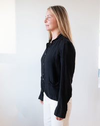 CP Shades Dree Jacket in Black Heavy Weight Linen 