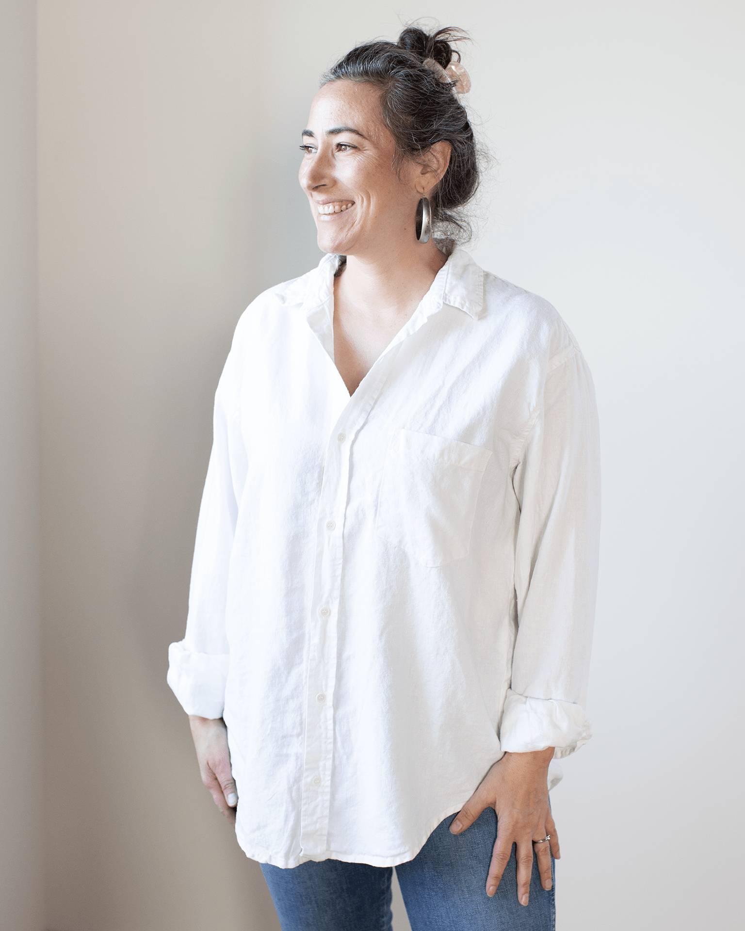 Joss 1Pkt Button Down - Hemp Blend in White