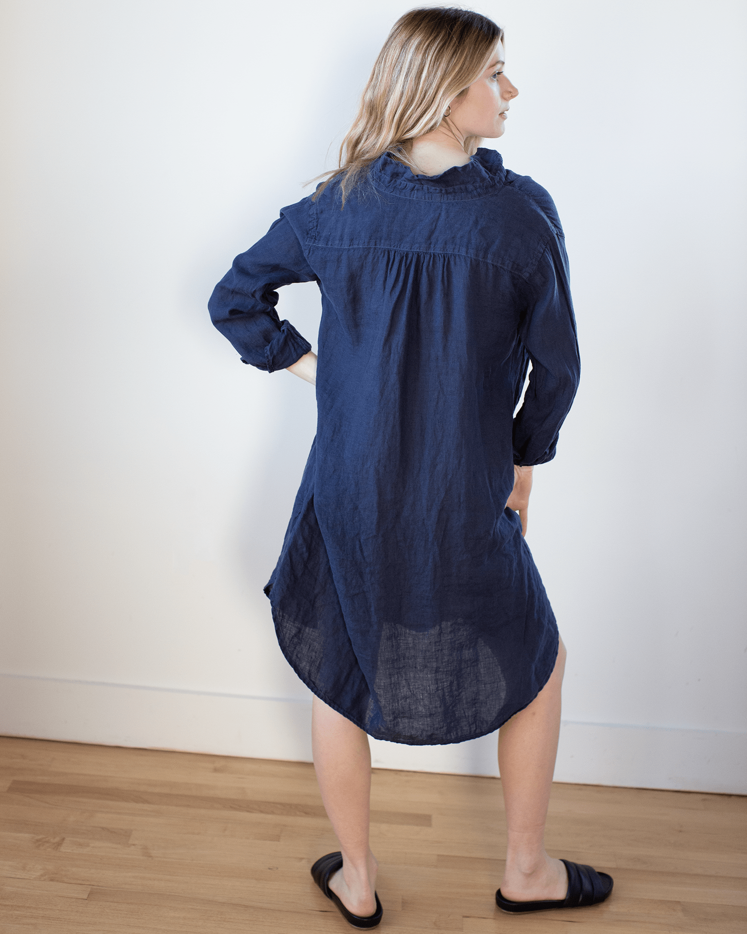 CP Shades Lara Dress in Midnight Chambray Linen Bliss Boutiques