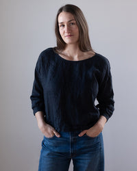 CP Shades Meena Linen Boatneck Top in Ink 