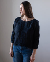 CP Shades Meena Linen Boatneck Top in Ink 