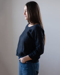 CP Shades Meena Linen Boatneck Top in Ink 