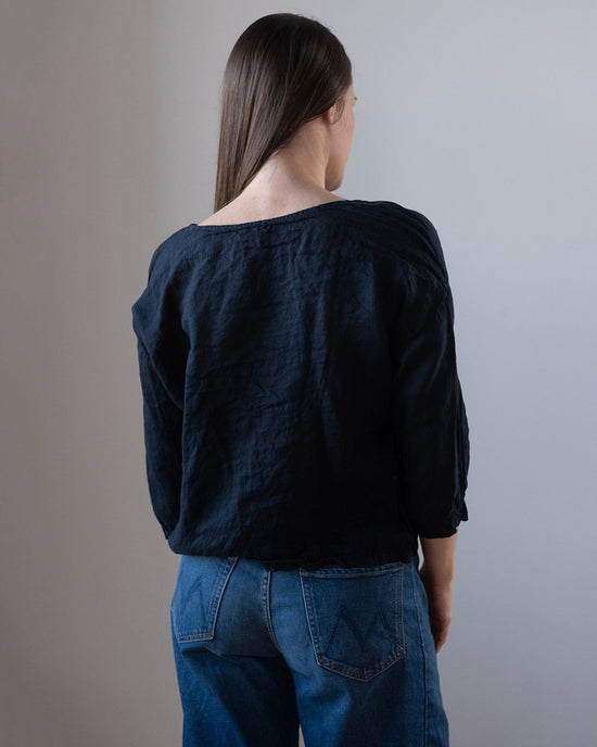 CP Shades Meena Linen Boatneck Top in Ink 