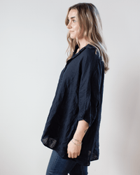 CP Shades Nico Linen S/S Button Up in Ink 