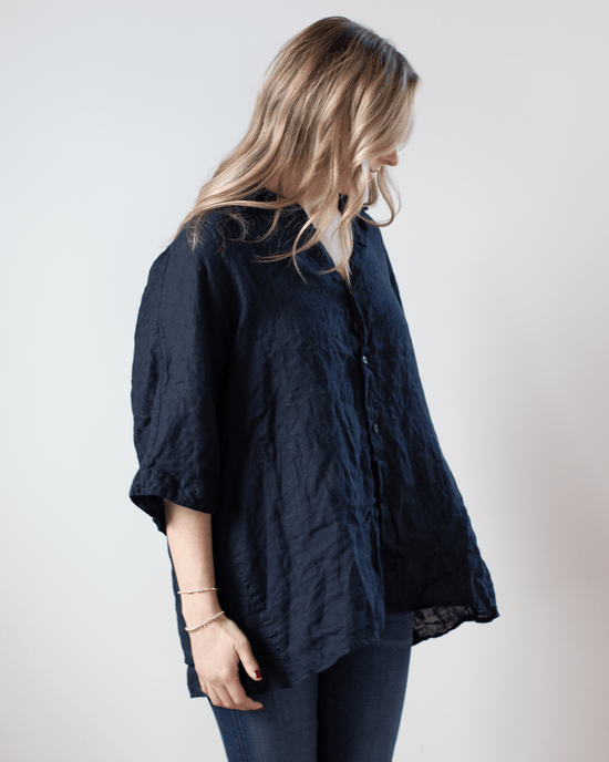 CP Shades Nico Linen S/S Button Up in Ink 