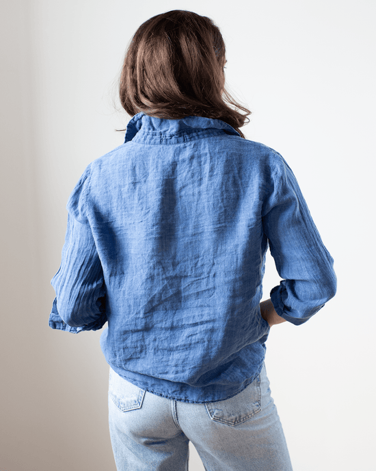 CP Shades Romy Blouse - Indigo Linen in Bleach 