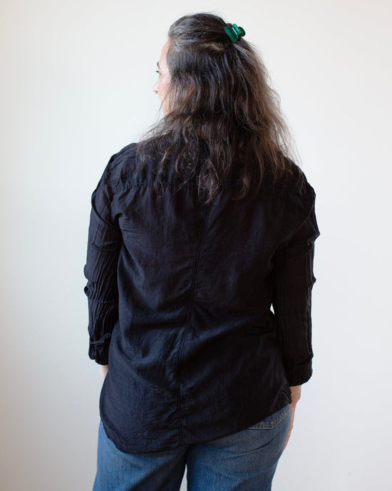 CP Shades Clothing Sloane Blouse in Black Cotton Silk