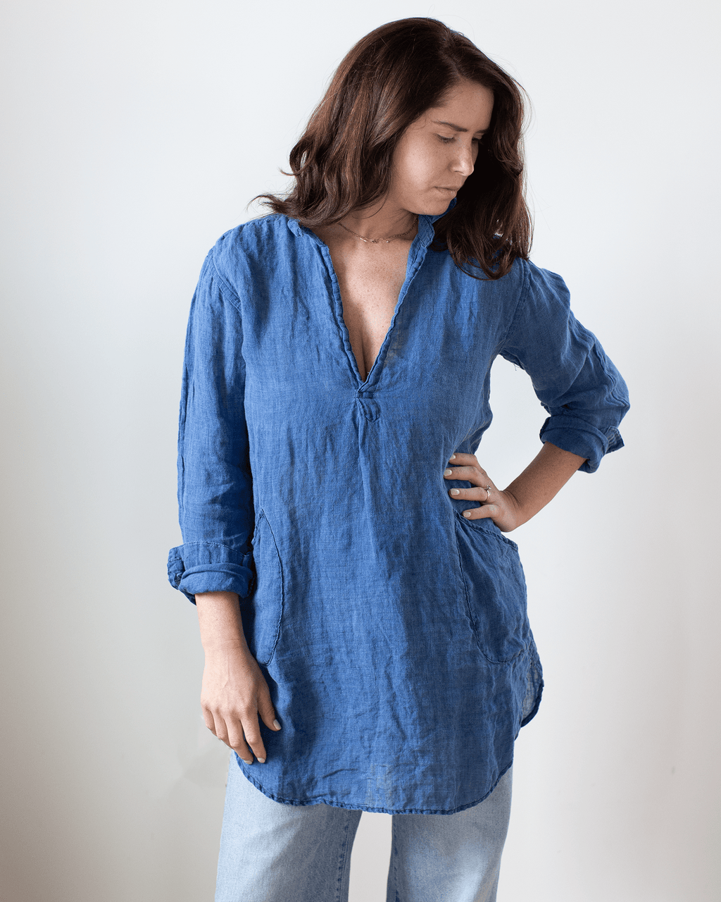 トップス ito fukuoka French linen tops bluepurple SUMMERBASICS_LINENMIXTOP2499_4