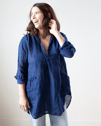 CP Shades Teton Tunic - Indigo Linen in Indigo 