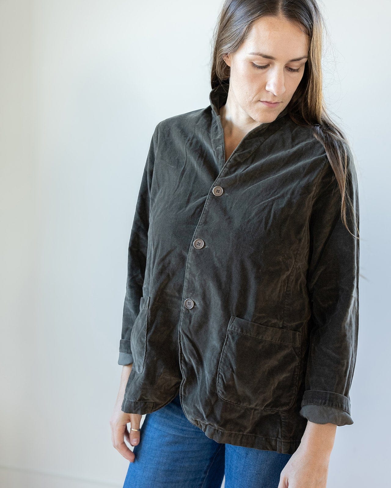 CP Shades Two Pocket Jacket in Oliveto Cotton Velvet Bliss Boutiques