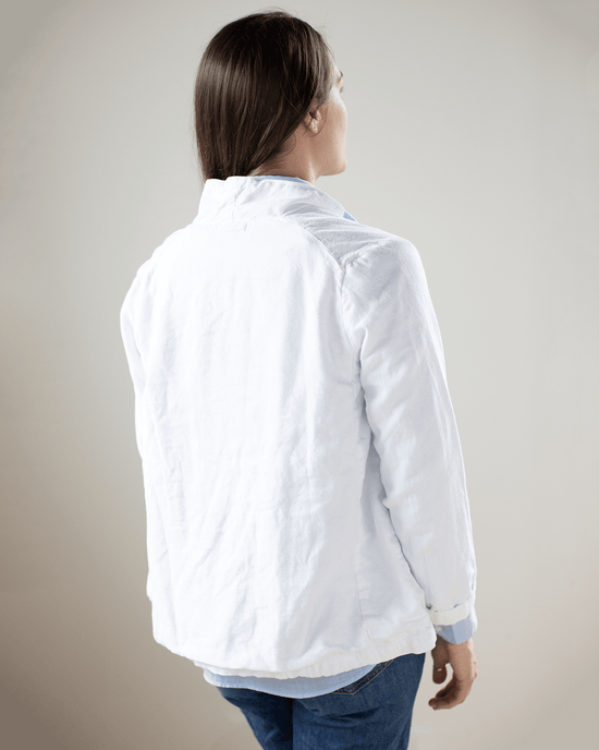 CP Shades Two Pocket Textured Cotton Jacket in White 