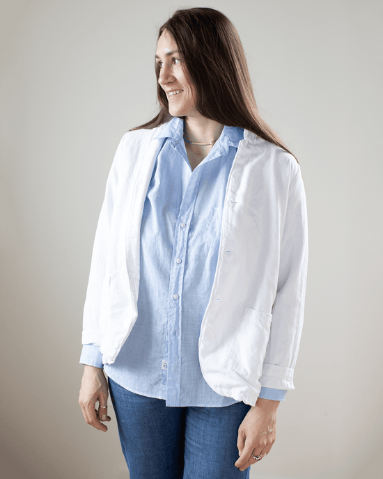 CP Shades Two Pocket Textured Cotton Jacket in White 