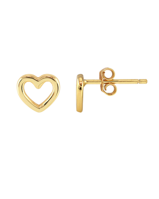 Heart Outline Stud Earrings in Gold