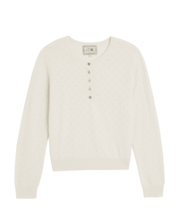Demylee Avery Pointelle Cashmere Sweater in Ivory 3 - Bliss Boutiques