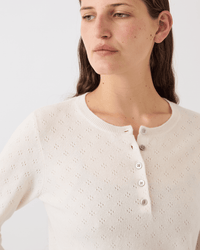 Demylee Avery Pointelle Cashmere Sweater in Ivory 2 - Bliss Boutiques