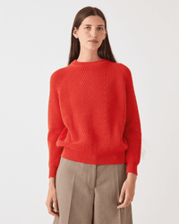 Demylee Chelsea Solid Cotton Sweater in Vermillion 1 - Bliss Boutiques