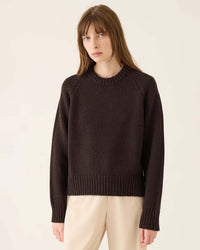 Demylee Imogen Cotton Cashmere Sweater in Espresso 1 - Bliss Boutiques