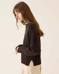 Demylee Imogen Cotton Cashmere Sweater in Espresso 2 - Bliss Boutiques