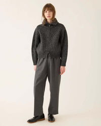 Demylee Irene Confetti Wool Alpaca Zip Cardigan in Dark Grey Multi 2 - Bliss Boutiques