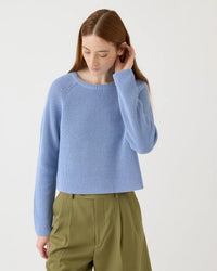 Demylee Isla Cotton Linen Sweater in Chambray 1 - Bliss Boutiques