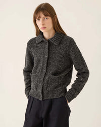 Demylee Julien Confetti Wool Alpaca Cardigan in Dark Grey Multi 1 - Bliss Boutiques