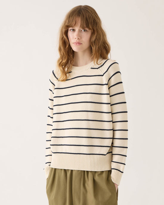 Demylee Lilica Cotton Sweater in Off White/Navy 
