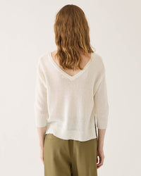 Demylee Sunny Cotton Linen Sweater in Off White 