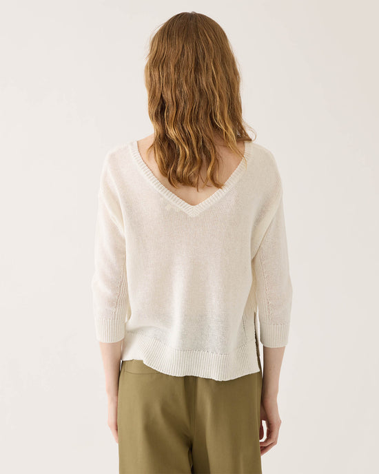 Demylee Sunny Cotton Linen Sweater in Off White 