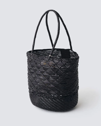Corso Bucket Bag in Black by Dragon Diffusion against a white background.