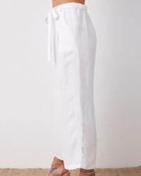 Emma Wide Leg Crop w/ Sash in White