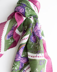 Épice Butterfly Stamps 70x70 Bandana in Green 3 - Bliss Boutiques