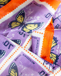 Épice Butterfly Stamps 70x70 Bandana in Lilac 2 - Bliss Boutiques