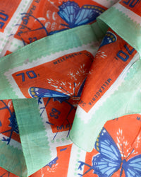Épice Butterfly Stamps 70x70 Bandana in Orange 2 - Bliss Boutiques