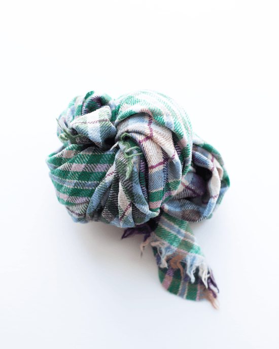 Épice Accessories Ocean Cross Plaid Wool Bandana in Ocean