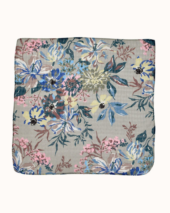 Épice Cttn/Silk Flowers Bandana in Silver 