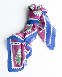 Épice Flower Stamps 70x70 Bandana in Aubergine 1 - Bliss Boutiques