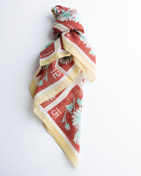 Épice Flower Stamps 70x70 Bandana in Muscade 1 - Bliss Boutiques